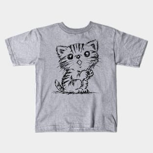 Black and White Sketch of an American Shorthair Kids T-Shirt